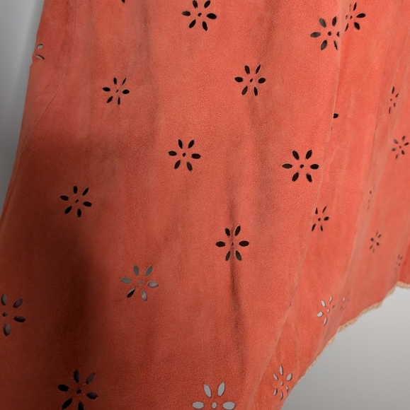 Odille Anthropologie Suede Skirt Orange Tan sz 12 - Picture 5 of 10